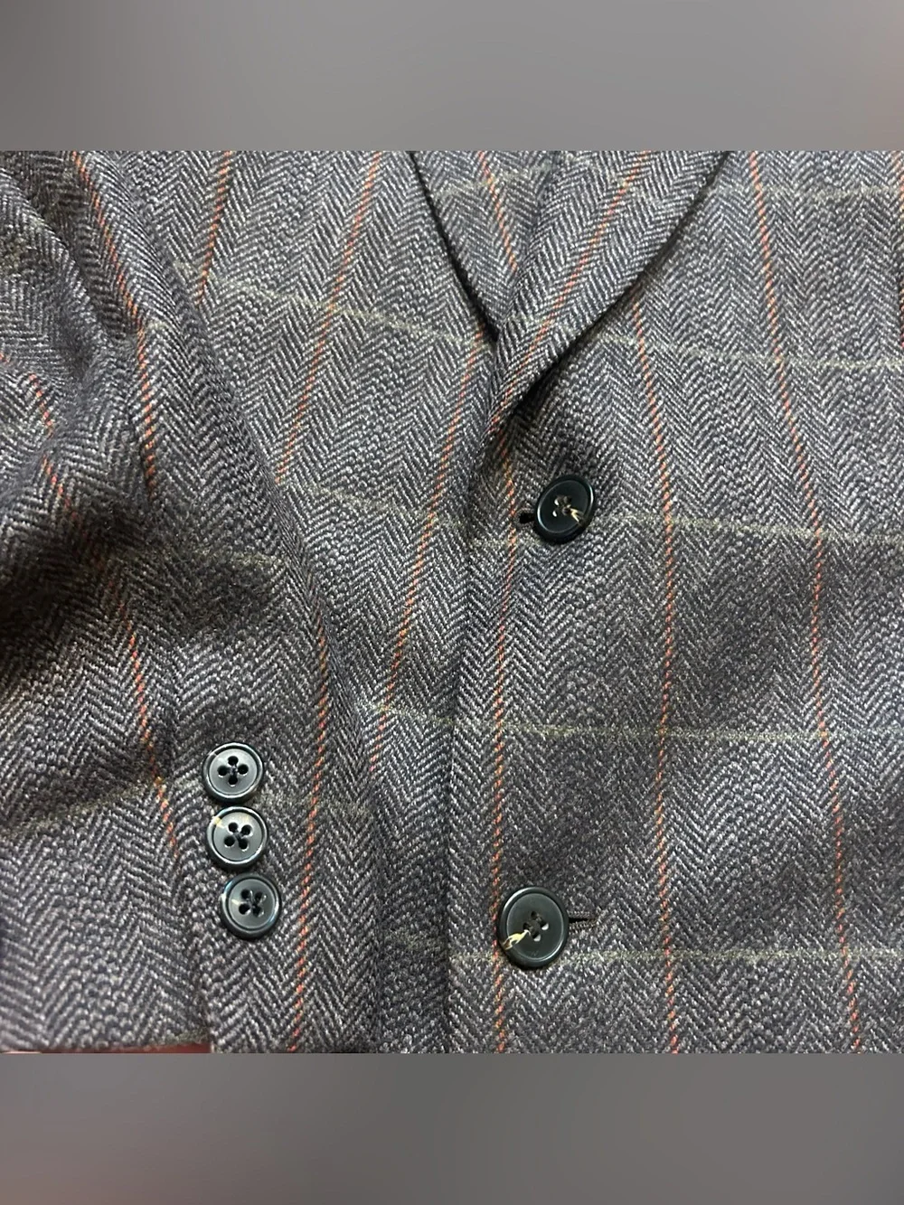 Ermenegildo Zegna Wool & Cashmere Sport Coat Size 50 R Windowpane Plaid Grey